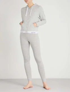 Calvin Klein Modern Cotton Zip-up Cotton-jersey Hoody -Ress Clothing Shop 109 3003262 QS5667E 020GREYHEATHER ALT01