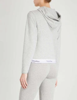 Calvin Klein Modern Cotton Zip-up Cotton-jersey Hoody -Ress Clothing Shop 109 3003262 QS5667E 020GREYHEATHER ALT02