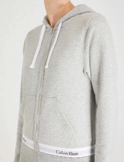 Calvin Klein Modern Cotton Zip-up Cotton-jersey Hoody -Ress Clothing Shop 109 3003262 QS5667E 020GREYHEATHER ALT04