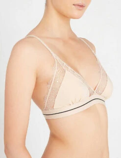 Love Stories Love Lace Velvet And Lace Bralette -Ress Clothing Shop 109 3004734 L001005204 SAND ALT03