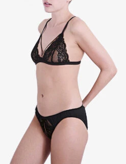 Seraphine Silk-satin And Lace Triangle Bra 11 Seraphine Silk-satin And Lace Triangle Bra -Ress Clothing Shop 271 3004739 SER00401 BLACK ALT02