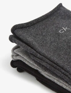 Calvin Klein Logo-print Cotton-blend Socks Pack Of Two -Ress Clothing Shop R00135426 97DARKGREYCOMBO ALT01