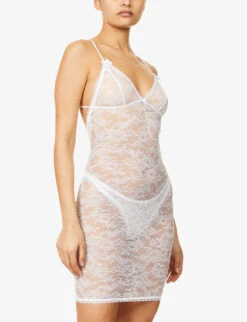 AGENT PROVOCATEUR Hinda Sheer Stretch-lace Slip Nightdress -Ress Clothing Shop R03693489 WHITE ALT02