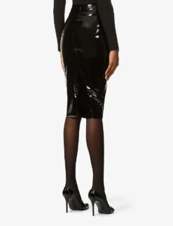 Commando High-waisted Stretch-patent Midi Skirt -Ress Clothing Shop R03701271 BLACK ALT02
