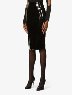 Commando High-waisted Stretch-patent Midi Skirt -Ress Clothing Shop R03701271 BLACK M