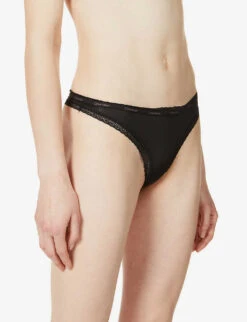 Calvin Klein Bottoms Up Mid-rise Stretch-jersey Thong 9 Calvin Klein Bottoms Up Mid-rise Stretch-jersey Thong -Ress Clothing Shop R03703748 BLACK ALT02