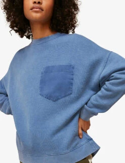 Whistles Patch-pocket Denim Sweatshirt -Ress Clothing Shop R03745125 BLUE ALT03