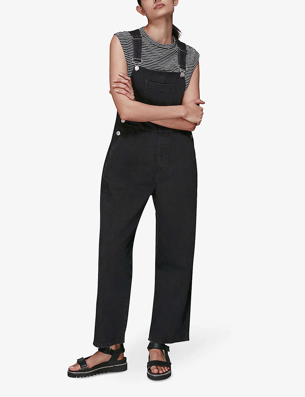 Whistles Leni Square-neck Denim Dungarees 4 Whistles Leni Square-neck Denim Dungarees - Image 2