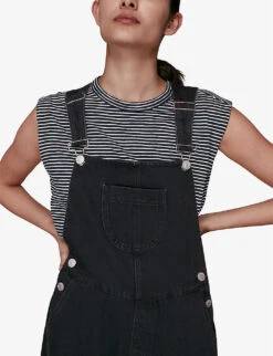 Whistles Leni Square-neck Denim Dungarees 10 Whistles Leni Square-neck Denim Dungarees -Ress Clothing Shop R03776768 BLACK ALT03