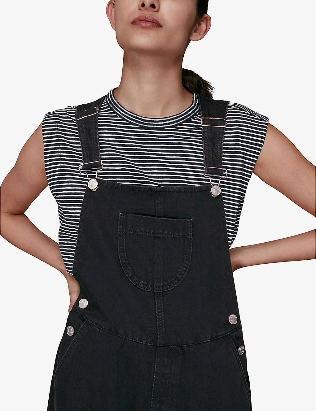 Whistles Leni Square-neck Denim Dungarees 6 Whistles Leni Square-neck Denim Dungarees - Image 4