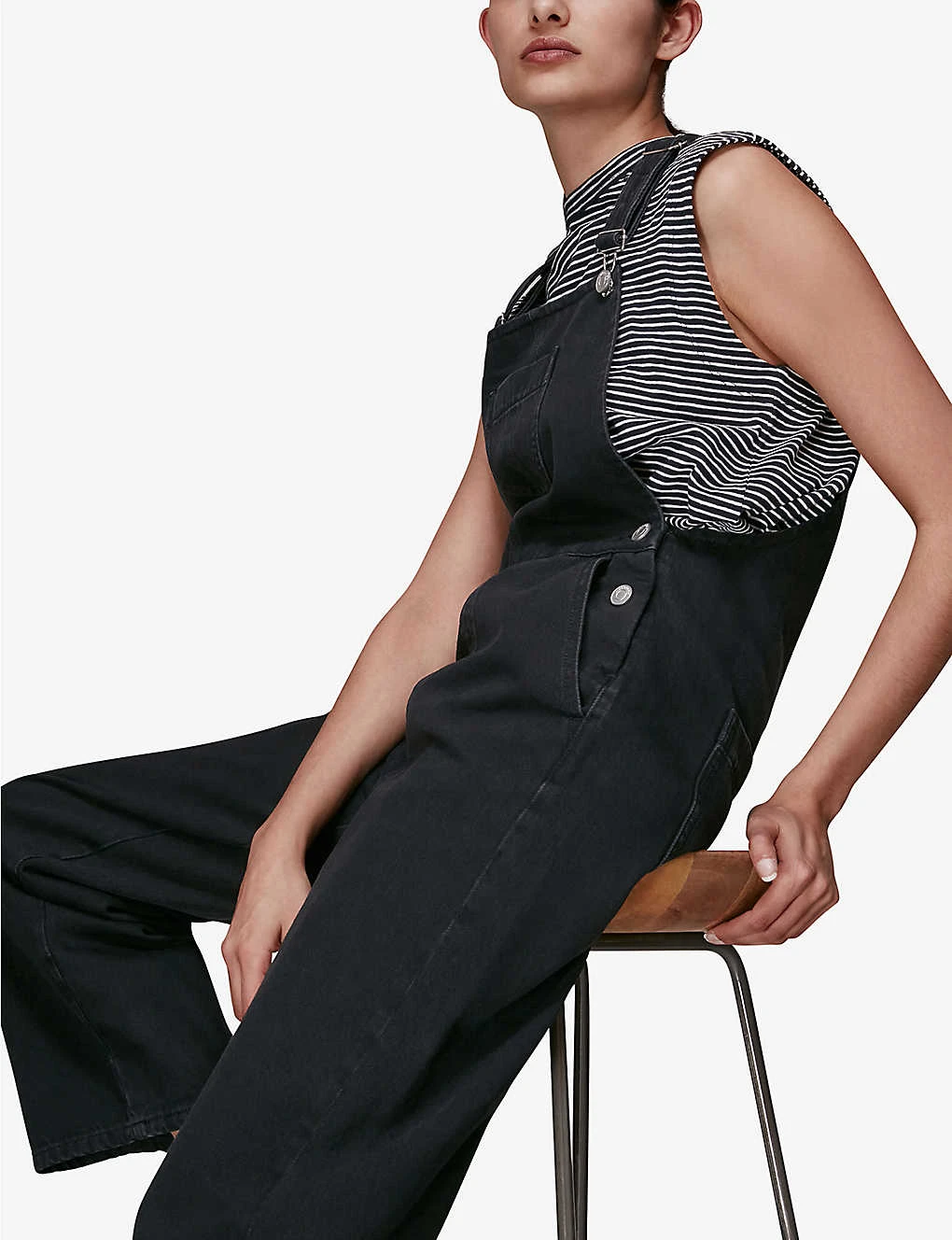 Whistles Leni Square-neck Denim Dungarees 7 Whistles Leni Square-neck Denim Dungarees - Image 5