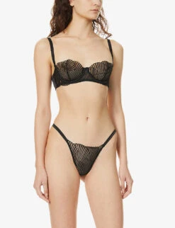 Athena Semi-sheer Stretch-woven Balconette Bra -Ress Clothing Shop R03796310 BLACK ALT01