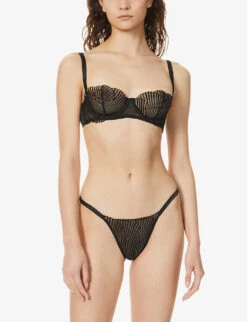 Athena Semi-sheer Stretch-woven Balconette Bra -Ress Clothing Shop R03796310 BLACK ALT02