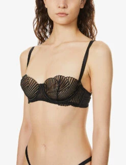 Athena Semi-sheer Stretch-woven Balconette Bra -Ress Clothing Shop R03796310 BLACK ALT04