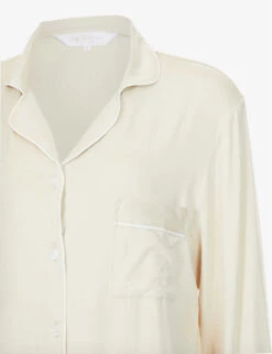 Rayon Piped Stretch-jersey Pyjama Set -Ress Clothing Shop R03800690 WARMOATWHITEPIPING ALT02