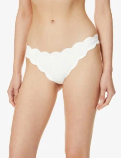 Marysia Antibes Scallop-trimmed Mid-rise Bikini Bottoms -Ress Clothing Shop R03802186 COCONUT ALT02
