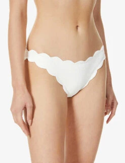 Marysia Antibes Scallop-trimmed Mid-rise Bikini Bottoms -Ress Clothing Shop R03802186 COCONUT ALT04