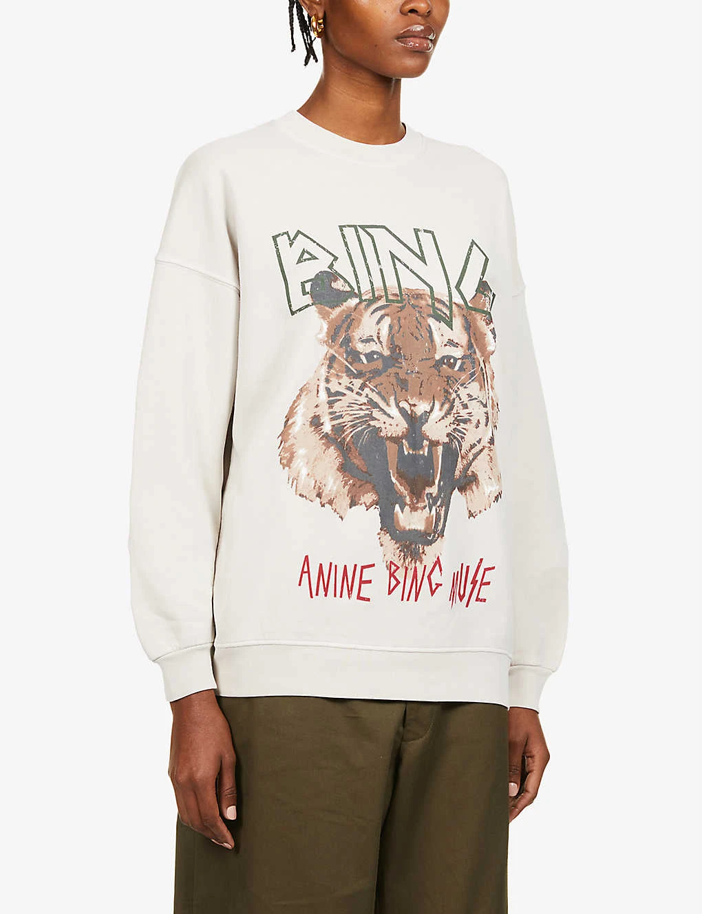 ANINE BING Tiger Graphic-print Organic Cotton Sweatshirt 5 ANINE BING Tiger Graphic-print Organic Cotton Sweatshirt - Image 3
