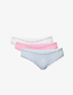 Pack Of Four Bride-embroidered Stretch-jersey