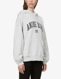 ANINE BING Harvey Logo-print Cotton-jersey Hoody 9 ANINE BING Harvey Logo-print Cotton-jersey Hoody -Ress Clothing Shop R03838889 GREYMELANGE ALT02