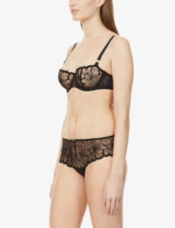 Chantelle Fleurs Balconette Stretch-mesh Bra 9 Chantelle Fleurs Balconette Stretch-mesh Bra -Ress Clothing Shop R03867943 011BLACK ALT02