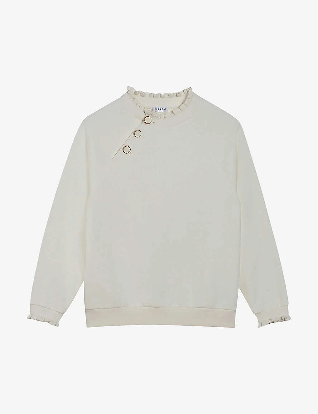 CLAUDIE PIERLOT Tape High-neck Buttoned Cotton-blend Sweatshirt 3 CLAUDIE PIERLOT Tape High-neck Buttoned Cotton-blend Sweatshirt