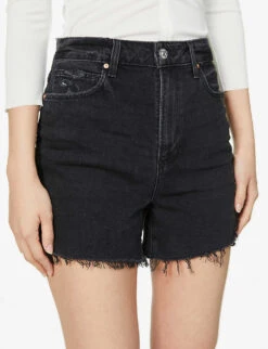 Paige Dani Distressed High-rise Stretch-denim Shorts -Ress Clothing Shop R03889846 DARKRAVENDESTRUCTED ALT04