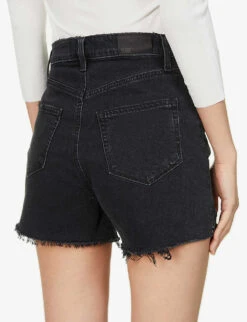 Paige Dani Distressed High-rise Stretch-denim Shorts -Ress Clothing Shop R03889846 DARKRAVENDESTRUCTED ALT05