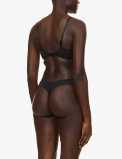 Calvin Klein Comfort Lotus-lace Lift Plunge Bra -Ress Clothing Shop R03894461 BLACK ALT03