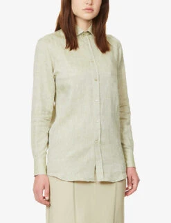 The Boyfriend Long-sleeved Organic-linen Shirt -Ress Clothing Shop R03935324 SAGEGREEN ALT02