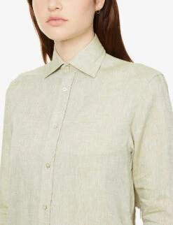 The Boyfriend Long-sleeved Organic-linen Shirt -Ress Clothing Shop R03935324 SAGEGREEN ALT04