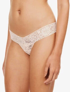 HANKY PANKY Daily Lace Mid-rise Stretch-lace Thong -Ress Clothing Shop R03964784 VANILLA ALT02