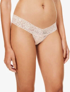 HANKY PANKY Daily Lace Mid-rise Stretch-lace Thong -Ress Clothing Shop R03964784 VANILLA ALT04