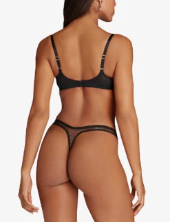 AGENT PROVOCATEUR Rozey Bow-detail Mesh Thong -Ress Clothing Shop R03992429 BLACKPINK ALT02