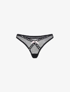 AGENT PROVOCATEUR Rozey Bow-detail Mesh Thong