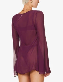 Provence Self-tie Woven Cover Up -Ress Clothing Shop R04006940 PRUNE ALT03