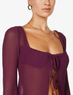 Provence Self-tie Woven Cover Up -Ress Clothing Shop R04006940 PRUNE ALT04