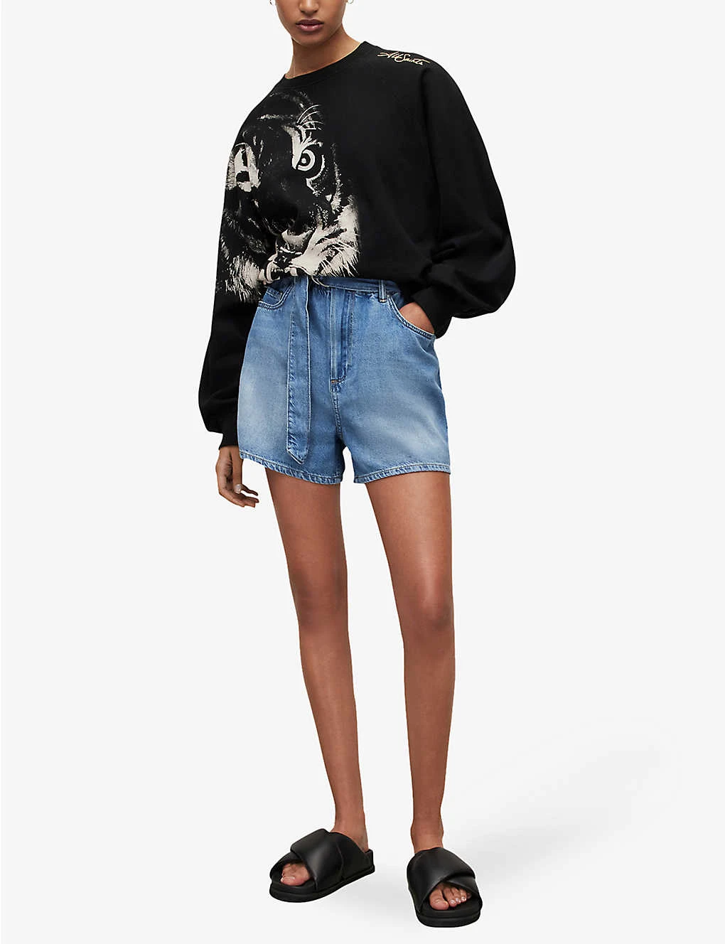 AllSaints Turin Cygni Graphic-print Cotton And Recycled Polyester-blend Sweatshirt 4 AllSaints Turin Cygni Graphic-print Cotton And Recycled Polyester-blend Sweatshirt - Image 2