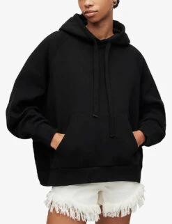 AllSaints Talon Hotfix Embellished Organic-cotton-blend Hoody -Ress Clothing Shop R04009311 BLACK ALT02