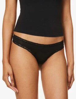Low-rise Pack Of Four Stretch-modal Thongs 9 Low-rise Pack Of Four Stretch-modal Thongs -Ress Clothing Shop R04009707 BLACK ALT02