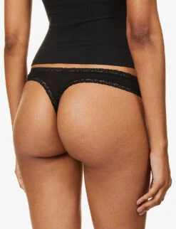 Low-rise Pack Of Four Stretch-modal Thongs 10 Low-rise Pack Of Four Stretch-modal Thongs -Ress Clothing Shop R04009707 BLACK ALT03