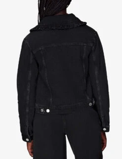 Whistles Oversized-collar Boxy-fit Denim Jacket 10 Whistles Oversized-collar Boxy-fit Denim Jacket -Ress Clothing Shop R04031884 BLACK ALT03