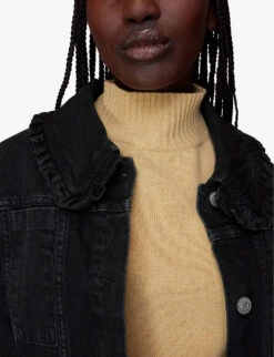 Whistles Oversized-collar Boxy-fit Denim Jacket 11 Whistles Oversized-collar Boxy-fit Denim Jacket -Ress Clothing Shop R04031884 BLACK ALT04