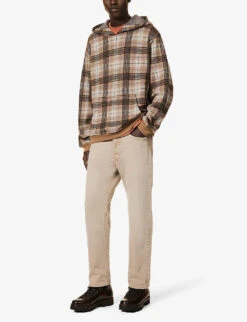 Unisex Lapis Lazuli Check-print Cashmere Hoody -Ress Clothing Shop R04064946 KWHOODIE1 ALT01