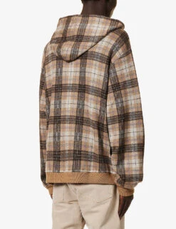 Unisex Lapis Lazuli Check-print Cashmere Hoody -Ress Clothing Shop R04064946 KWHOODIE1 ALT03