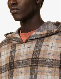 Unisex Lapis Lazuli Check-print Cashmere Hoody -Ress Clothing Shop R04064946 KWHOODIE1 ALT04