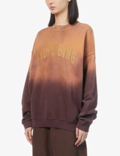 ANINE BING Harvey Logo-embellished Organic-cotton Sweatshirt -Ress Clothing Shop R04066412 BURGUNDY ALT02