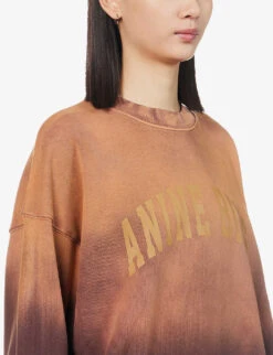 ANINE BING Harvey Logo-embellished Organic-cotton Sweatshirt -Ress Clothing Shop R04066412 BURGUNDY ALT04