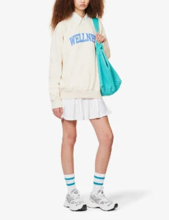 Wellness Slogan-print Cotton-jersey Sweatshirt -Ress Clothing Shop R04068982 CREAMBLUE ALT01