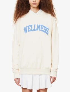 Wellness Slogan-print Cotton-jersey Sweatshirt -Ress Clothing Shop R04068982 CREAMBLUE ALT02